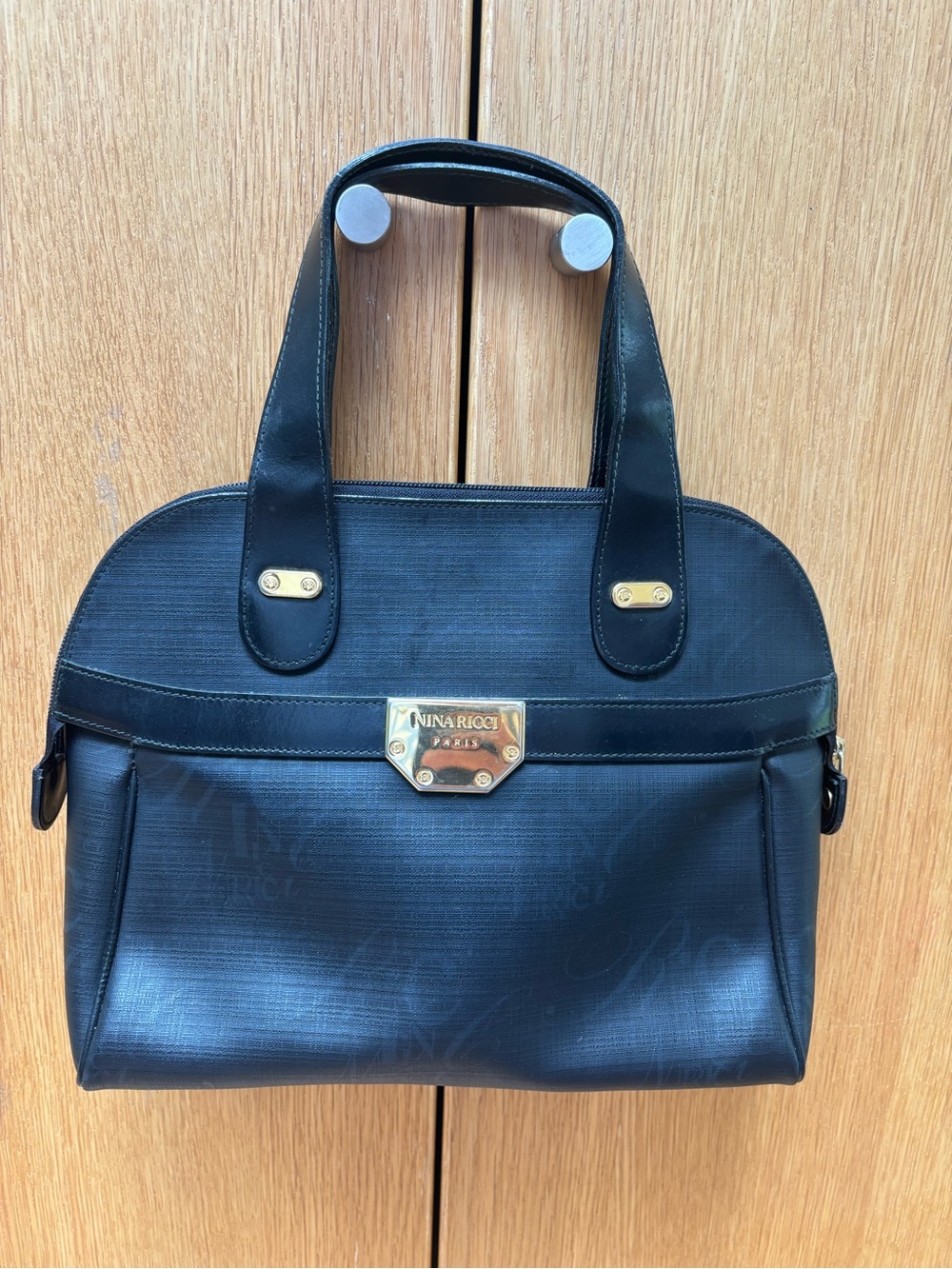 Vintage Nina Ricci Black Structured Tote Bag